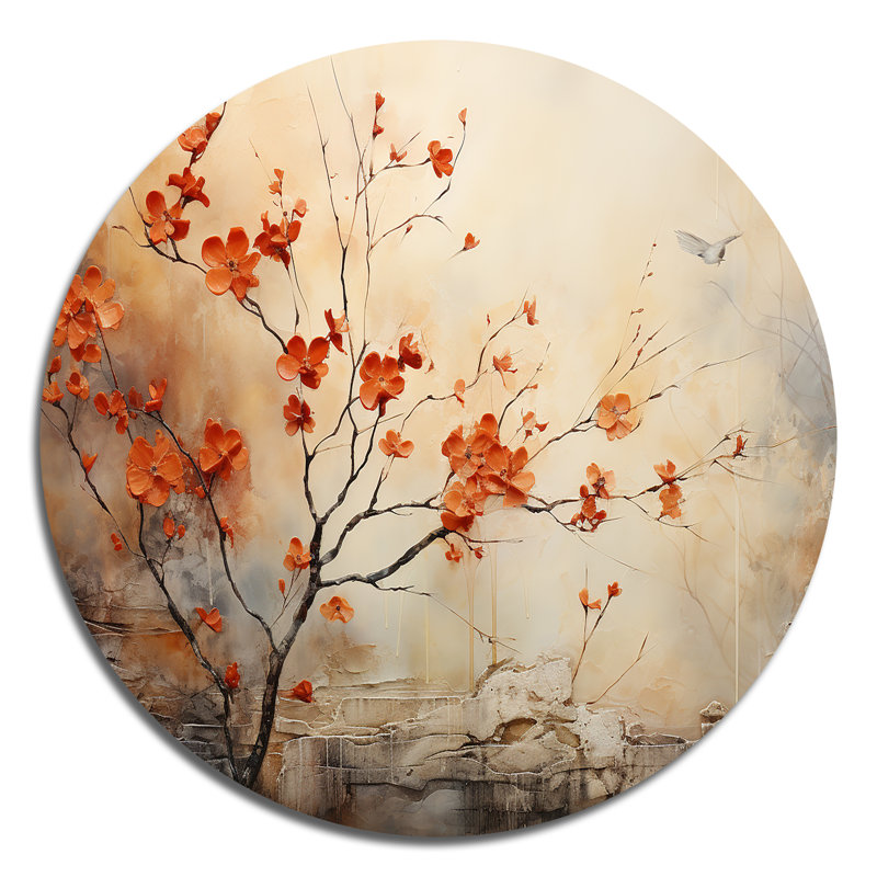Bauxite - Art floral rond en métal, H 29 po x l 29 po
