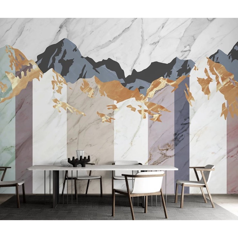Papier peint amovible à motif montagnard de conception artistique de style scandinave, L 75 po x L 112 po