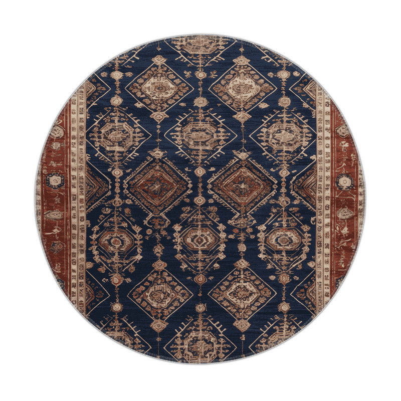 Tapis mauve intérieur et extérieur ArtDeco, Rond 5 pi