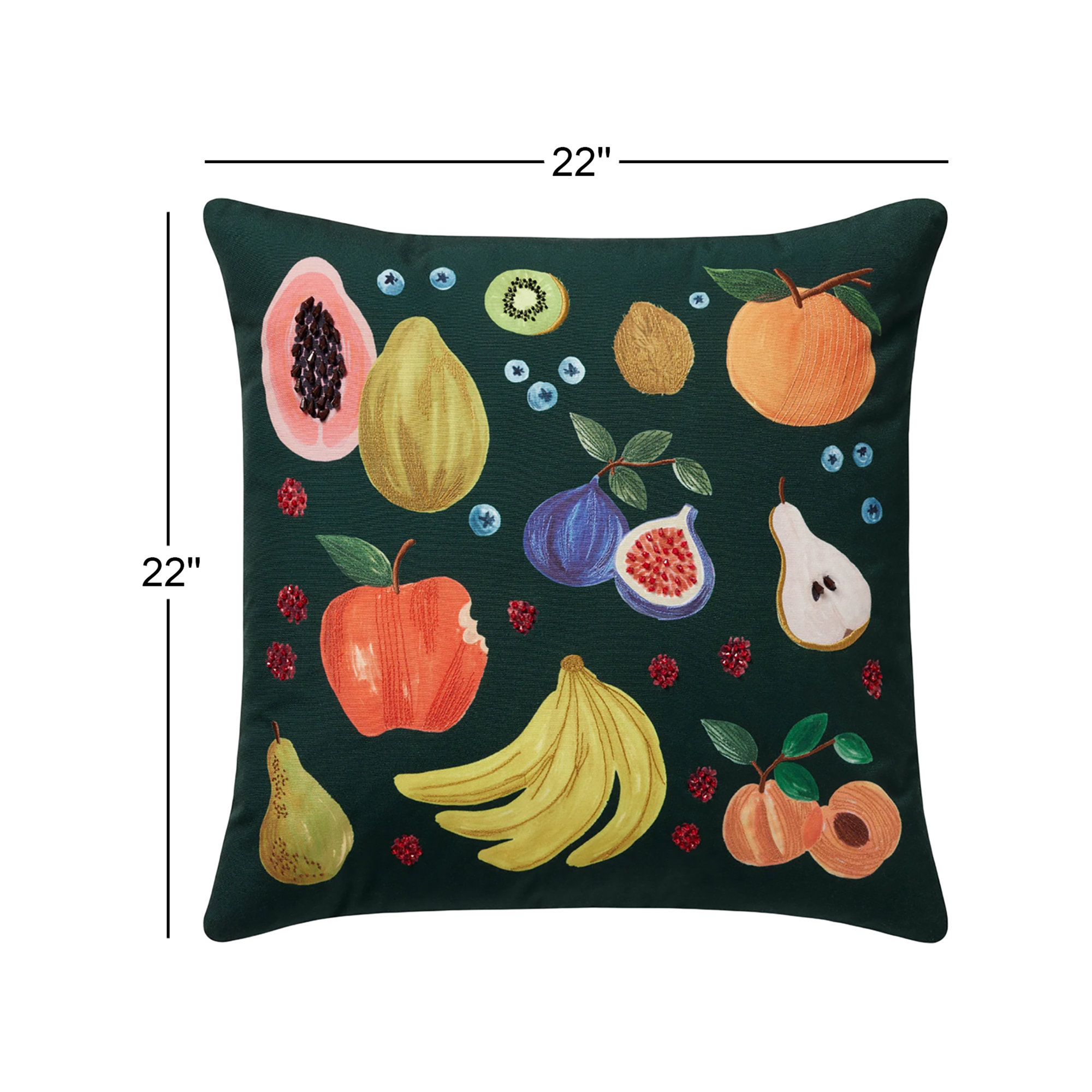 Rifle Paper Co. x Loloi Fruit 22" x 22" Pillow, Polyester/Polyfill