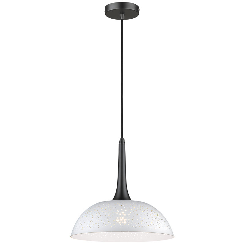 Karnus 1 - Light Matte Dome Pendant, Matt Black/White