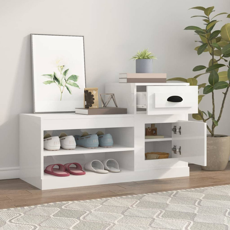 Menzen Shoe Storage Cabinet, High Gloss white