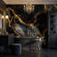 Papier peint marbré décoratif noir et or-823560659-823560658
