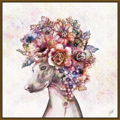 Dog Floralista " Dog Floralista III " by Jackie Von Tobelisan Painting Print