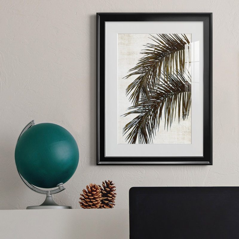 Palmier II - peinture encadrée, H 18,5 po x l 24,5 po x P 1,5 po, Noir