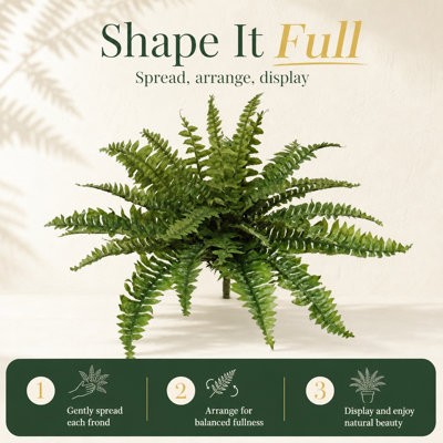 Boston Fern Artificial Plant - Uv Resistant Indoor Or Outdoor Plant Hanging Basket Or Planter 27" Inch Diameter 27 Fronds - Artificial Plant Indoor - Fake Hanging Plant - Faux Plants Outdoor