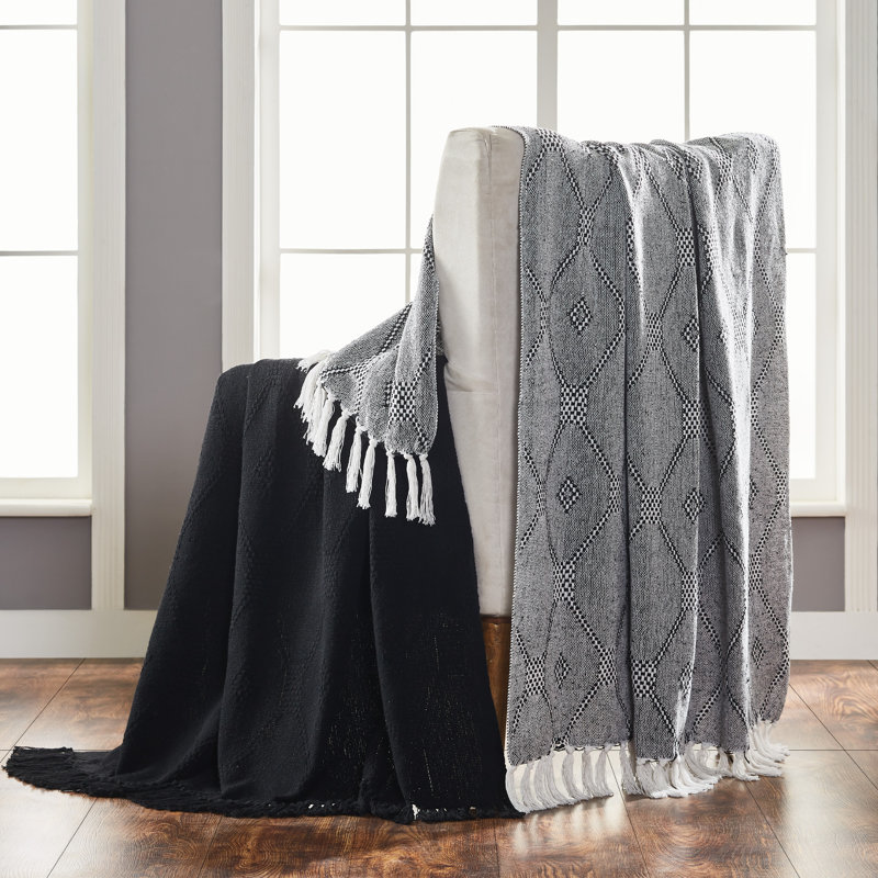Jeté 100% coton Chester, Noir