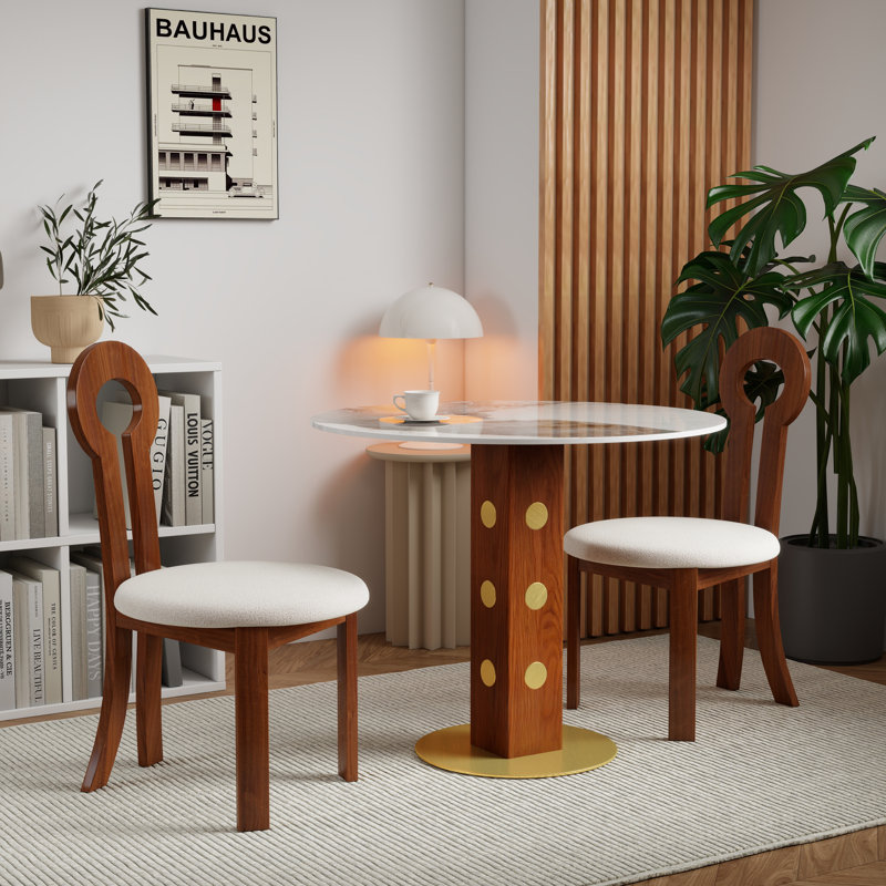 Round Double-person Sintered Top Dining Table Set