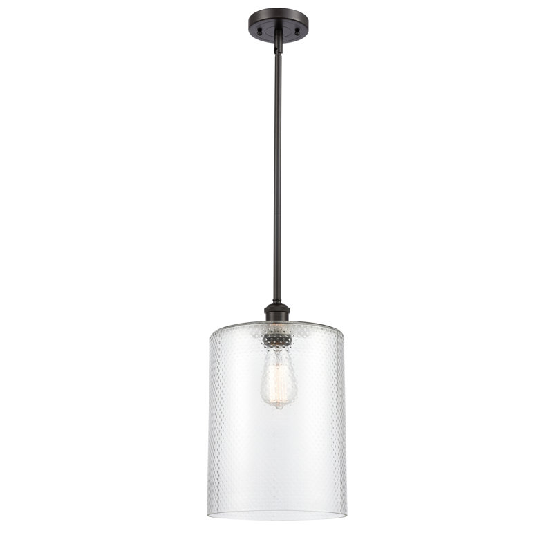 Luminaire suspendu cylindrique à 1 lumière Leilani, Bronze frotté à l'huile, Clair, Ampoule non incluse