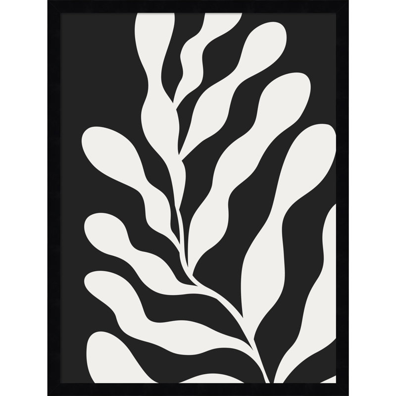 Retro Matisse Inspired Abstract Botanical 3 Black, Black, 25" H x 19" W x 1" D