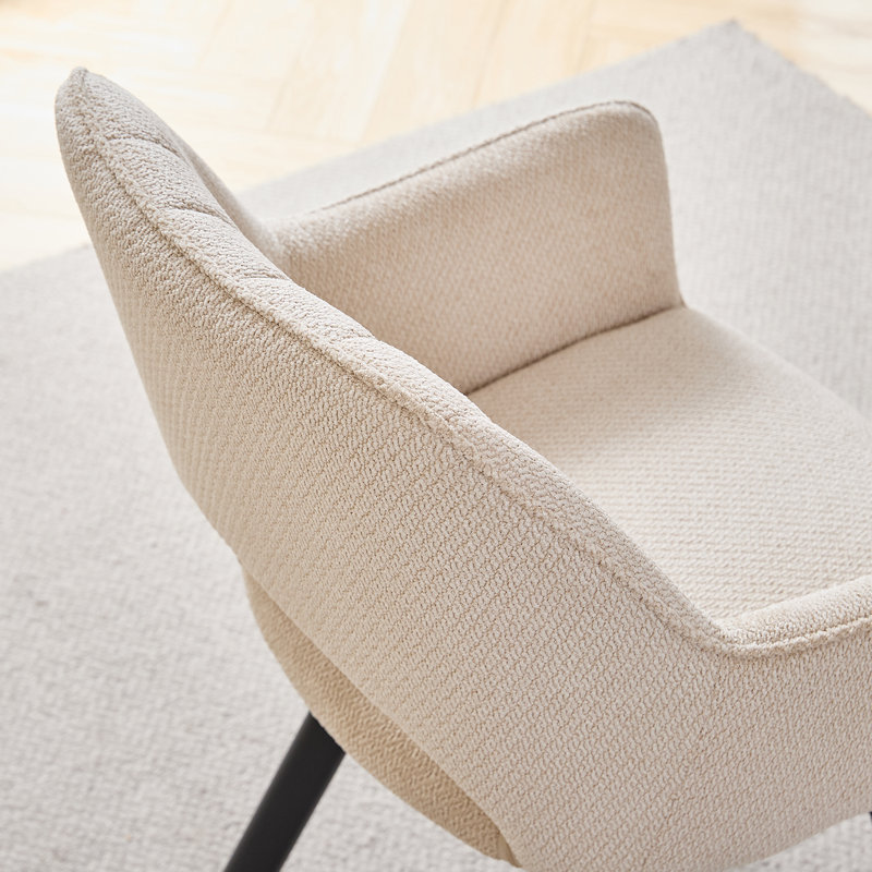 Linen Blend Upholstered Armchair, Beige, 2, Beige