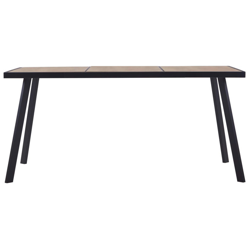 Granville Metal Base Dining Table, Beige, 70cm H x 160cm L x 80cm W