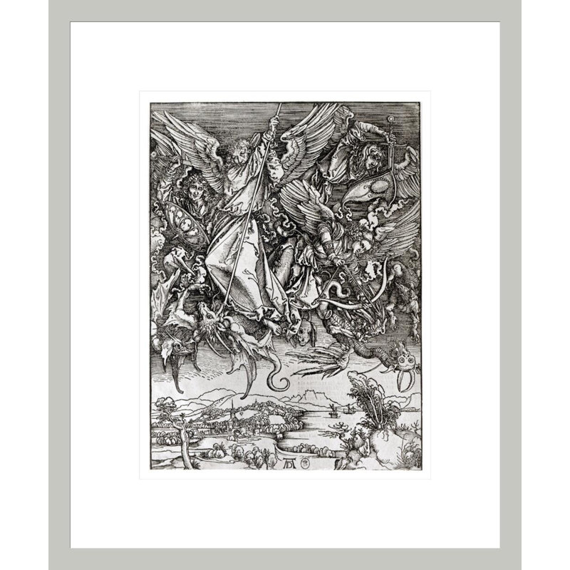 St. Michael and the Dragon from a Latine Edition by Albrecht Dürer - Impression sur toile, H 16,57 po x l 13,75 po