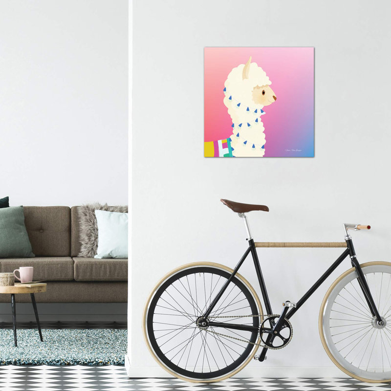 Lama - impression d'art graphique, H 12 po x l 12 po x P 1,5 po, Toile tendue, Pas de tapis