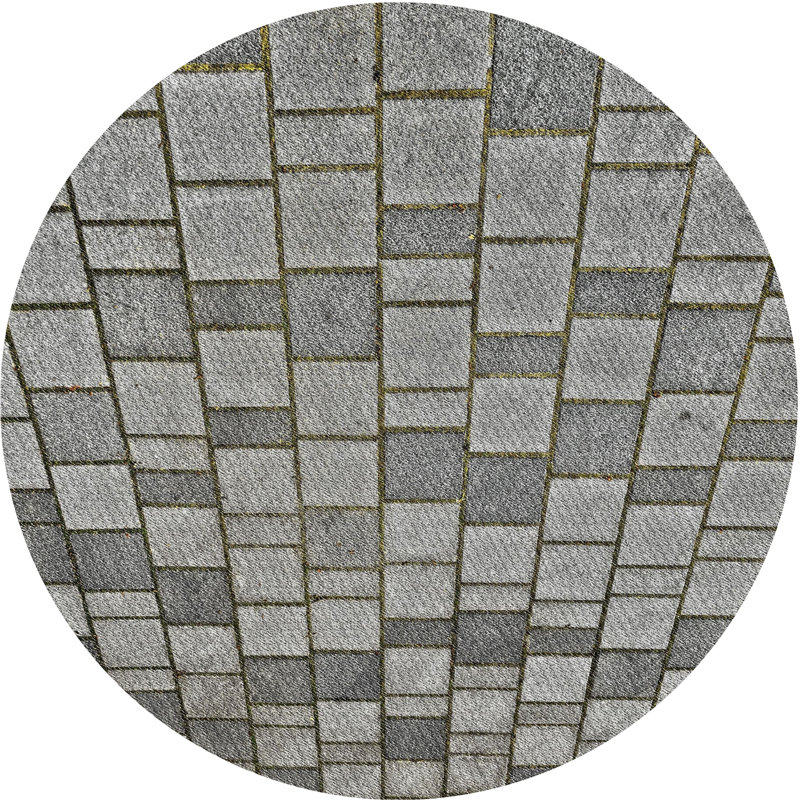 Tapis gris tissé à la machine, Rond 4 pi