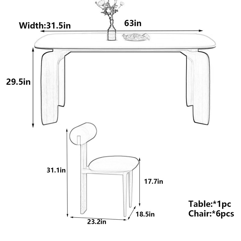 Table de salle à manger Retro Rock Board, moderne et sécuritaire, H 29,5 po x L 63 po x l 31,5 po