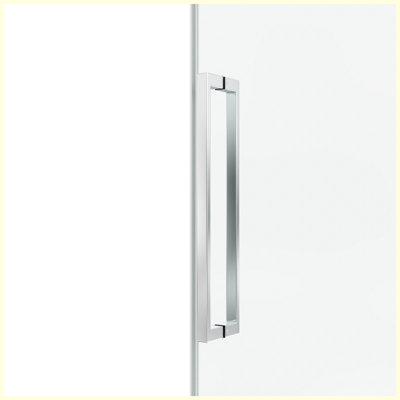Porte de douche fixe et coulissante 72 po x 76 po, quincaillerie de tube carré, porte de douche en verre transparent, verre trempé de 3/8 po (10 mm) de type GSCC, acier inoxydable, chrome