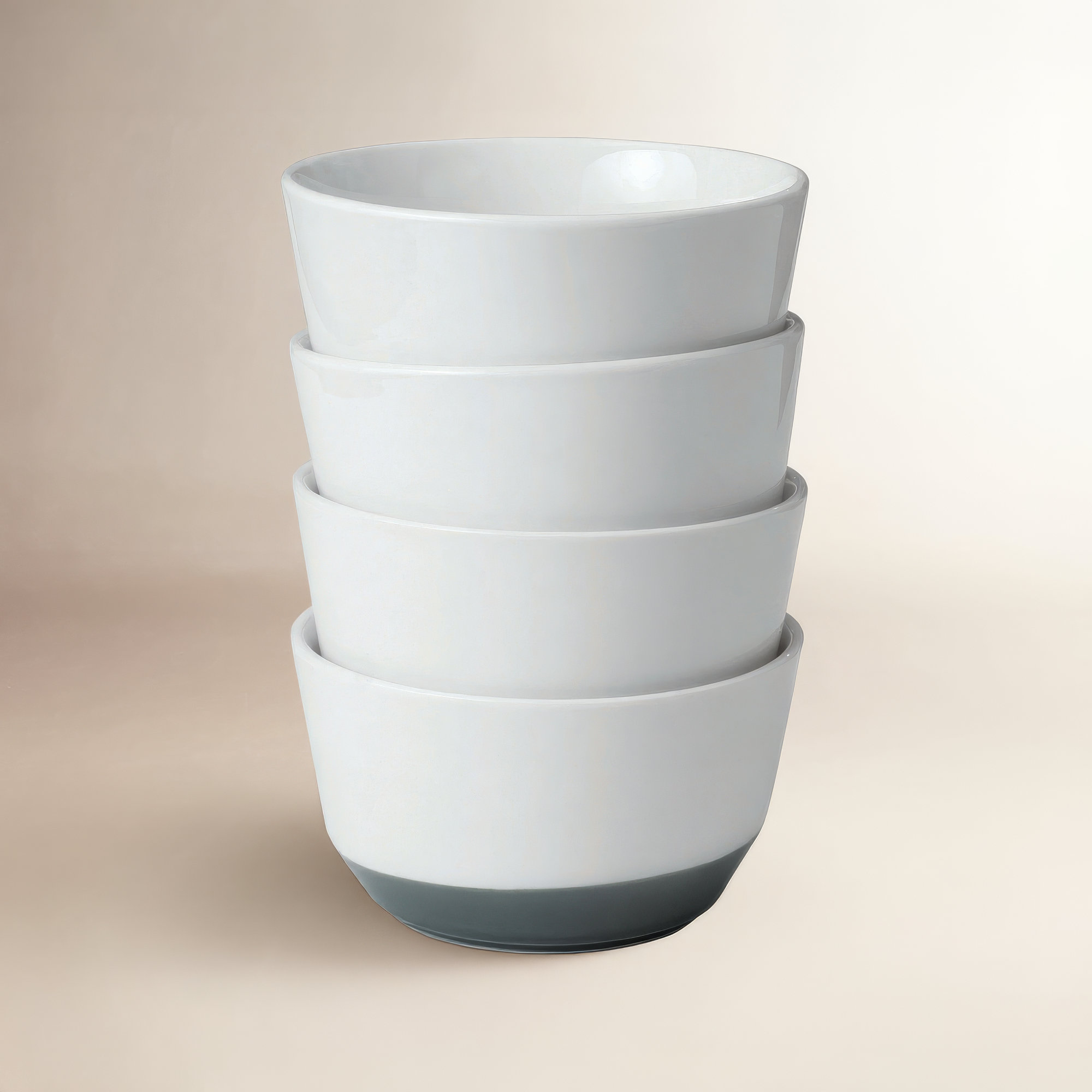 Austin Libbey 28-Ounce Porcelain Soup Salad Bowl, Set Of 4, White/Gray