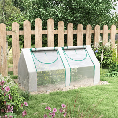 6' X 3' Garden Greenhouse, Clear With Steel, 2 Covers & User- Windows, Portable Clear, Steel Frame, Pe/Plastic Covers, Multi-Purpose Windows