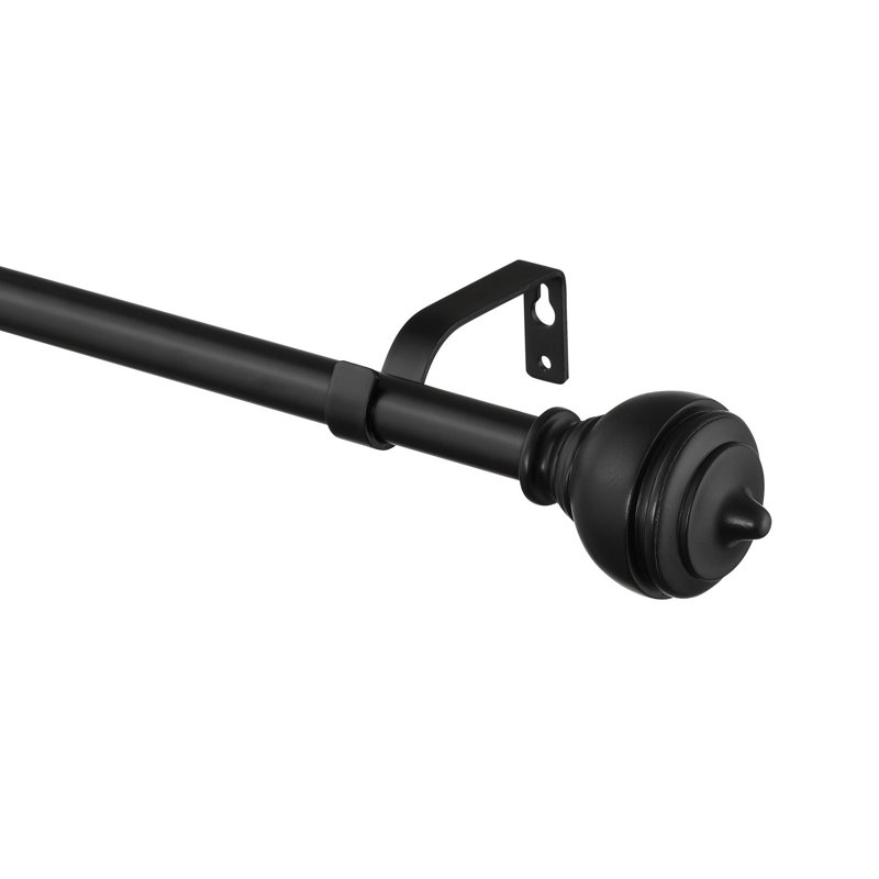 Matte Black Adjustable Curtain Pole Set, 28cm - 48cm