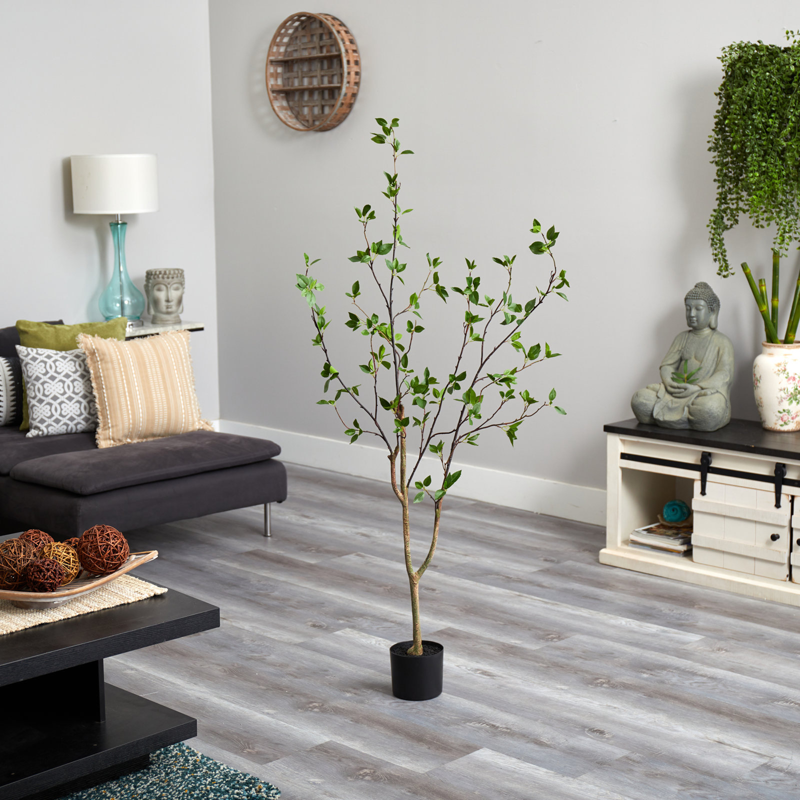 5Ft. Minimalist Citrus Artificial Tree, 60" H x 14" W x 14" D