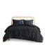 Housse de couette simple / simple à pince XL en noir, revers en microfibre, 2 taies décoratives, attaches intérieures à fermeture à boutons