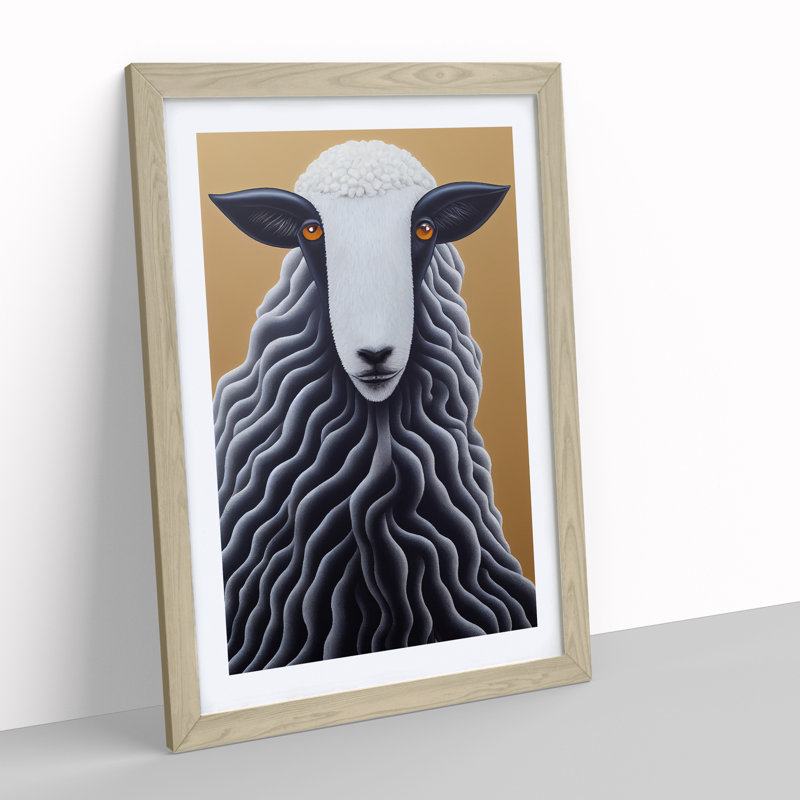 Remarkable Sheep - Framed Print, 34cm H x 25cm W x 2cm D, Oak