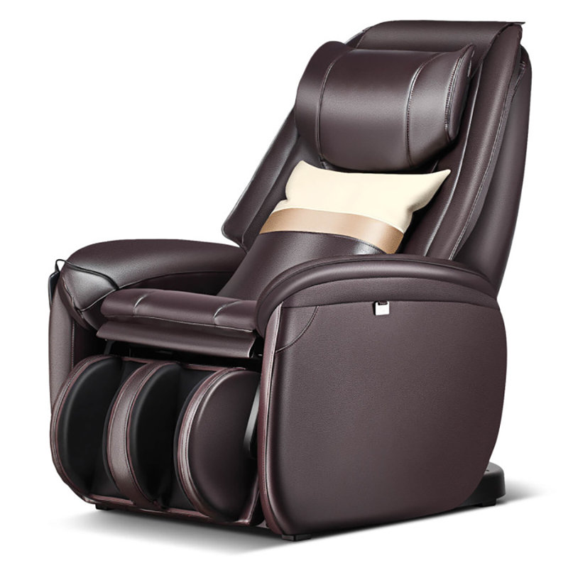 Fauteuil de massage chauffant en similicuir, Similicuir brun