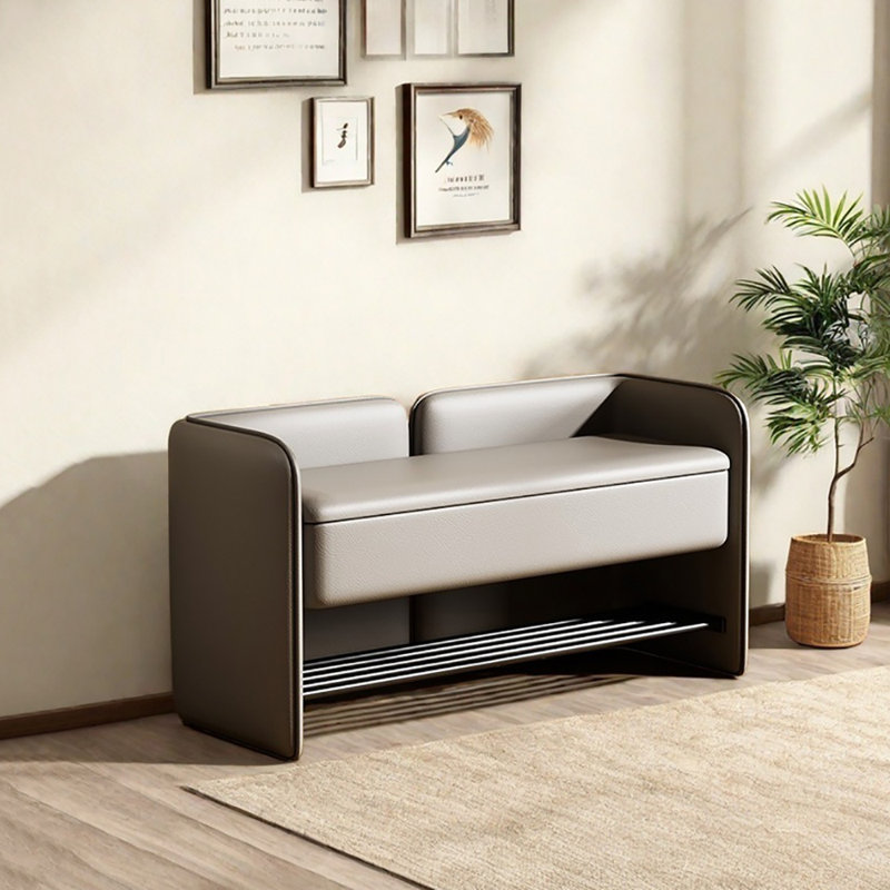 Tabouret de rangement pour chaussures 39,4 po, Gris clair