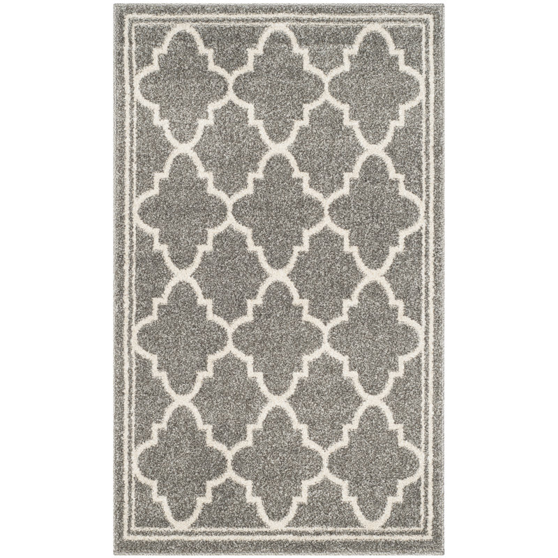 Ammundsen Geometric Area Rug, Dark Gray/Beige, Rectangle 2'6" x 4'