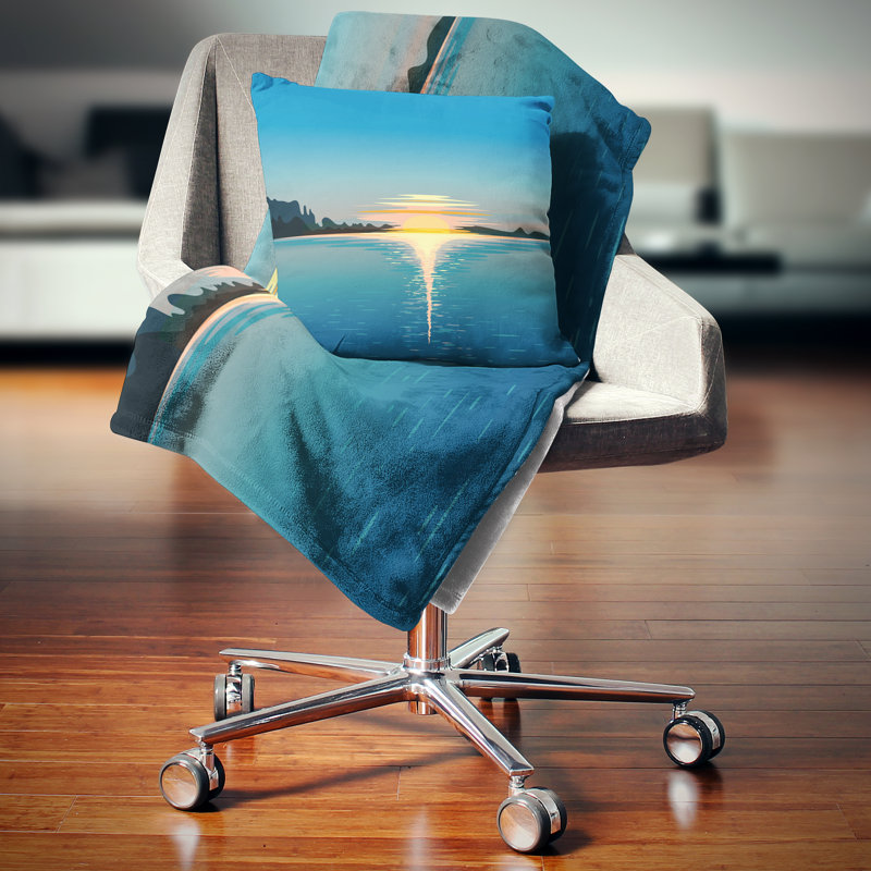 Designart Seascape Square Pillow Cover & Insert, 16" x 16", Throw Pillow