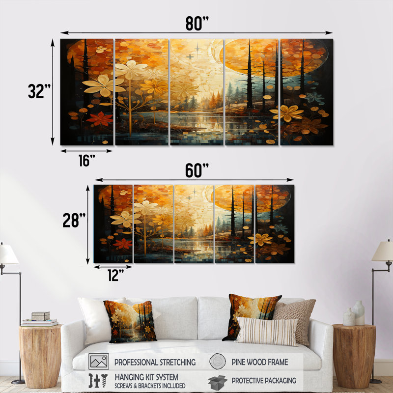 Décoration murale Kizzie - rivière 5 pièces, H 28 po x l 60 po