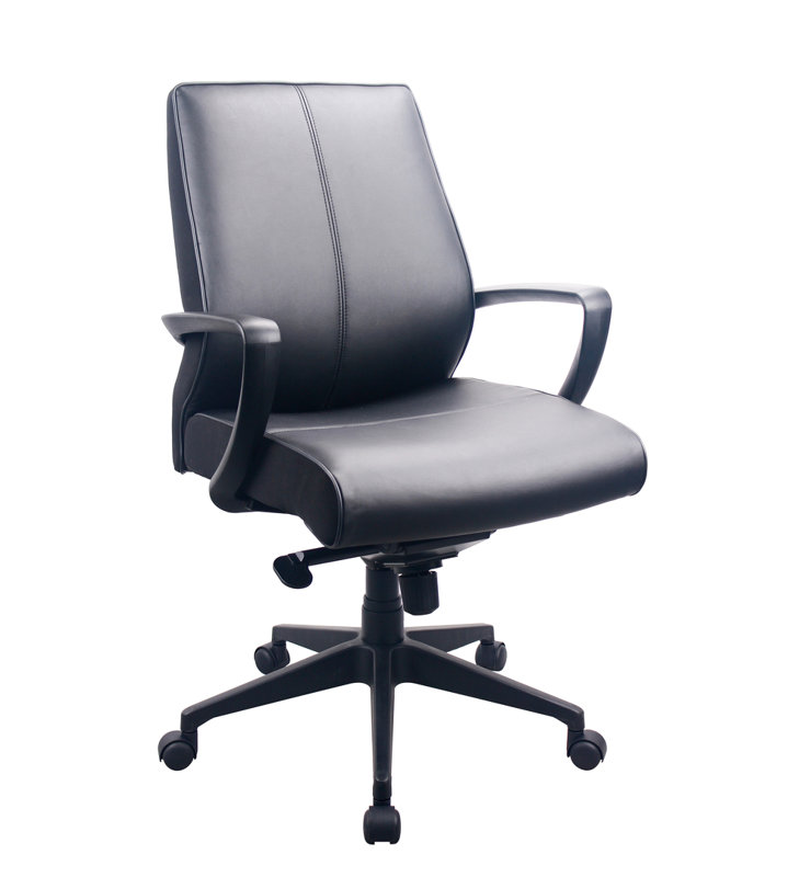 Ergonomic 25.25'' Swivel Task Chair in Black Faux Leather