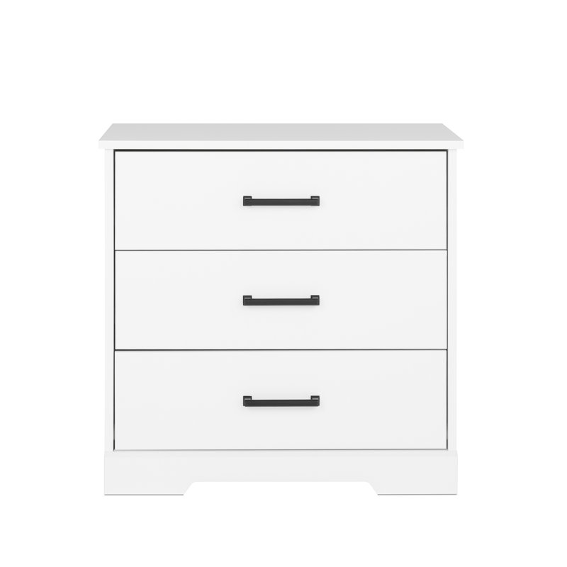 Table de chevet à 3 tiroirs, table de bout à 3 tiroirs Yazeed, avec rangement pour la chambre à coucher, le bureau et le salon, P 16,25 po x l 27,5 po x H 26,75 po, blanc
