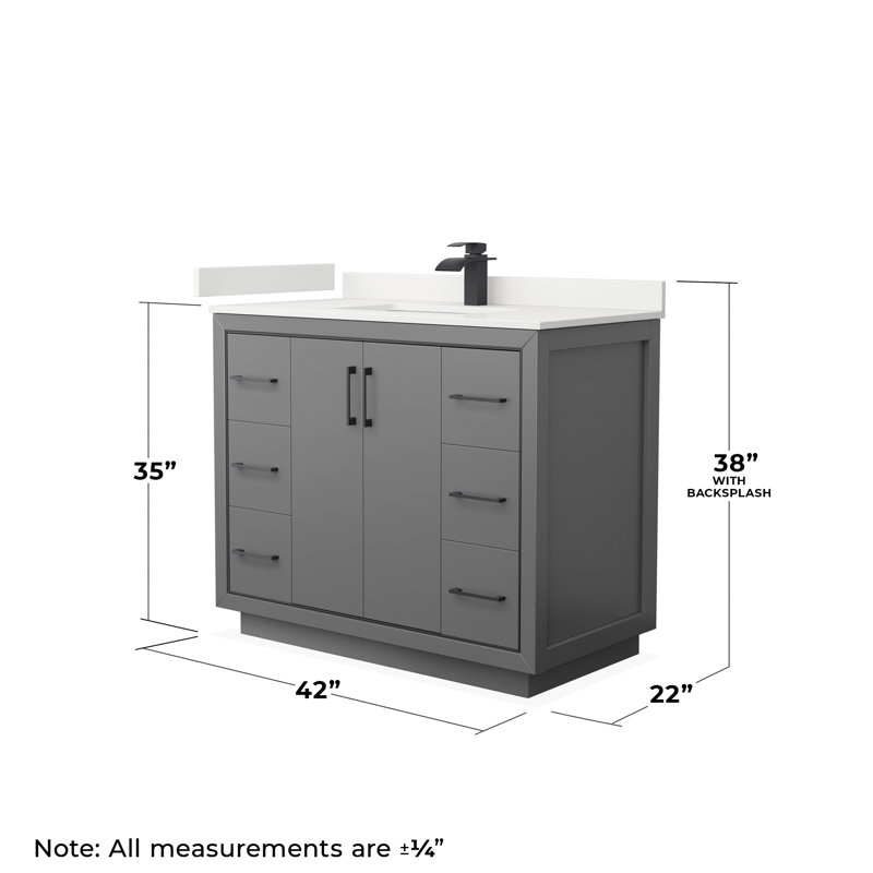 Icon 42'' W Single Vanity, Dark Blue, Giotto Quartz, Brushed Nickel