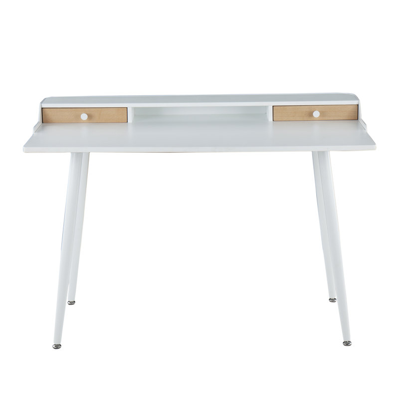 Bureau avec tiroirs Nicastro, Blanc / Naturel