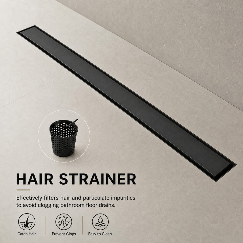 FlowCore 36" Matte Black linear grid drain, Matte Black