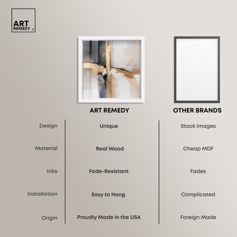 Décoration dorée élégante Golden Hour I par Art Remedy, H 21 po x l 21 po, Blanc