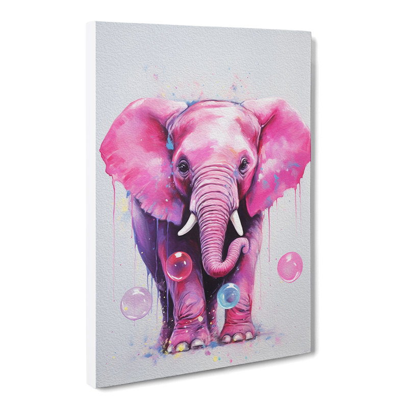 Elephant Bubble Gum - Wrapped Canvas, 60cm H x 40cm W x 3cm D
