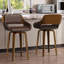 Tabouret de bar pivotant en similicuir avec cadre en bois massif pour îlot de cuisine (ensemble de 2)-1630086425-1630086426