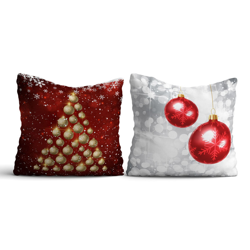 Miti Christmas Cushion Cover Set (2 Pieces), 16.9 x 16.9 Inches | 50% Cotton / 50% Polyester, Machine Washable at 86°F | Ironable, No Filling | Perfect Holiday Decor for Cozy Living Spaces and Festive Touch