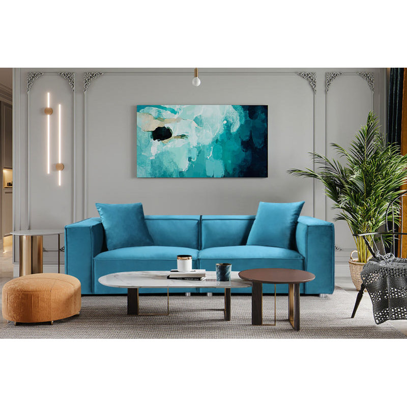 Avdo Velvet Sofa, Turquoise Velvet