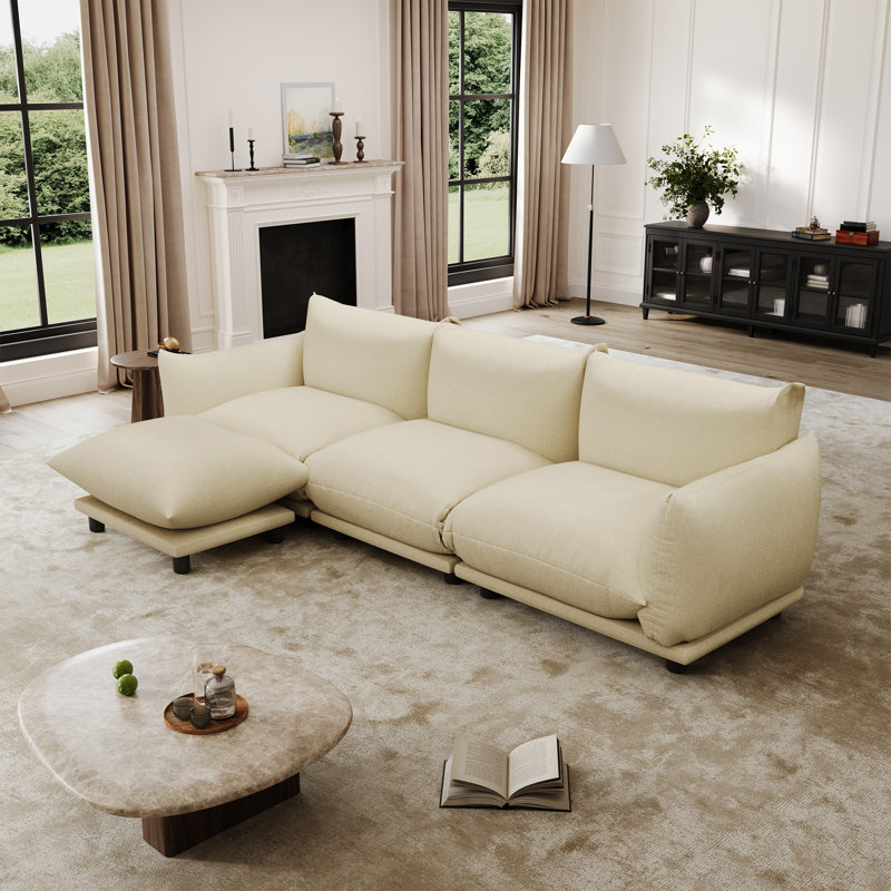 Canapé rembourré, canapé modulaire modulaire pour le salon, Peluche beige
