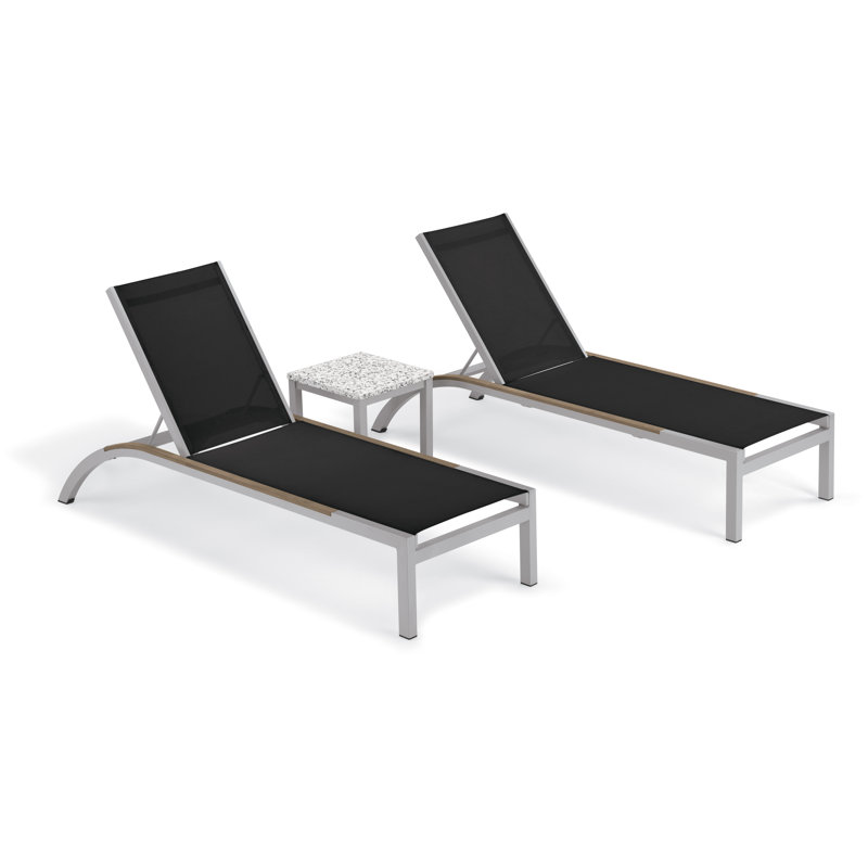 Argento and Travira Outdoor Chaise Lounge, Black