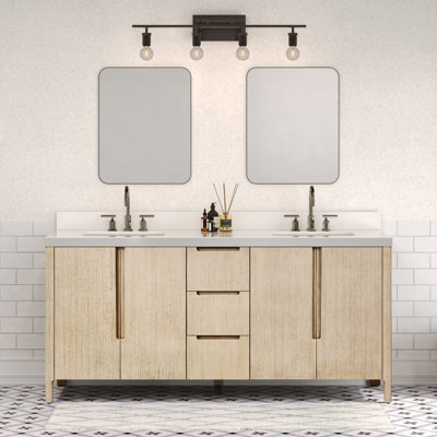 Trayshawn 72 po Meuble-lavabo double en marbre Whitebrook