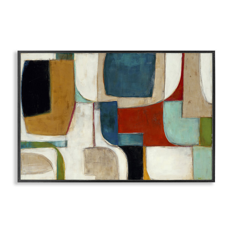  Art abstrait giclée de formes abstraites par Kippi Leonard, H 12 po x l 18 po, Giclée encadrée noir minuit