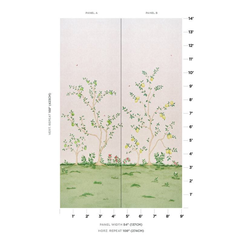 Citrus Blossom 2 Panel Set, Blush