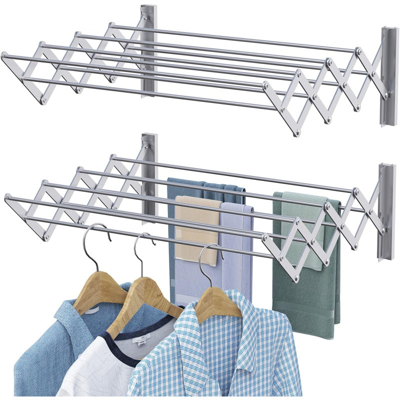 Rustproof Accordion Retractable Drying Rack, 9.9" H x 31.9" W x 25.2" D