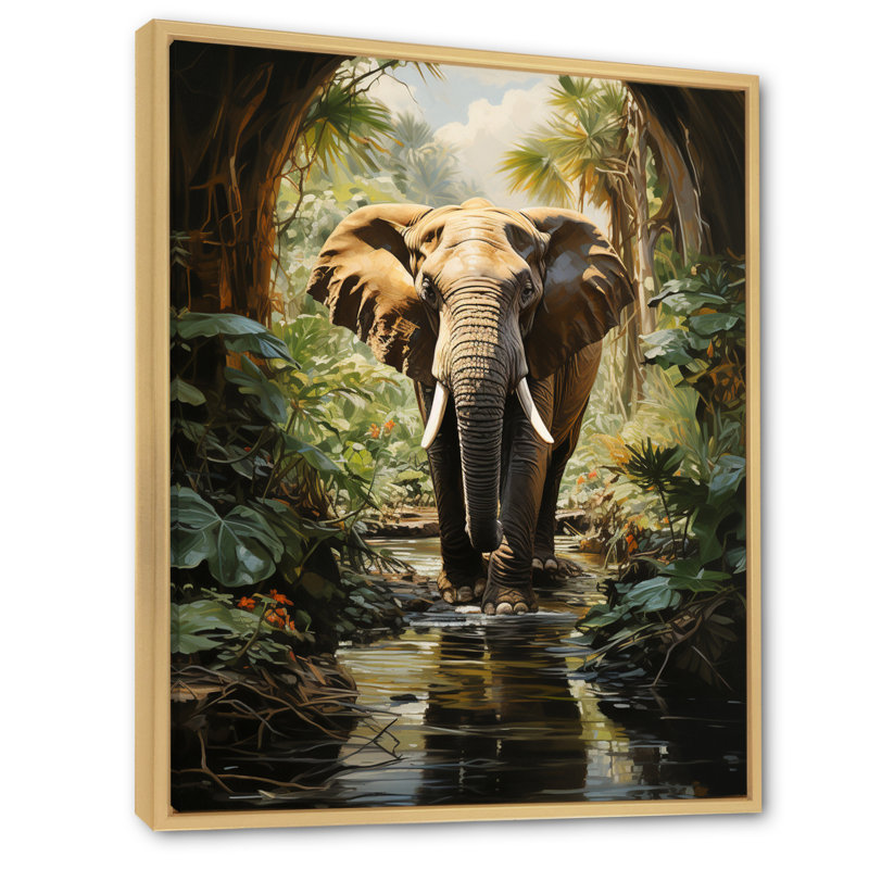«Tidbury Elephant Jungle Sanctuary I», reproduction d'art sur toile, Cadre flottant brun, H 40 po x l 30 po x P 1,5 po