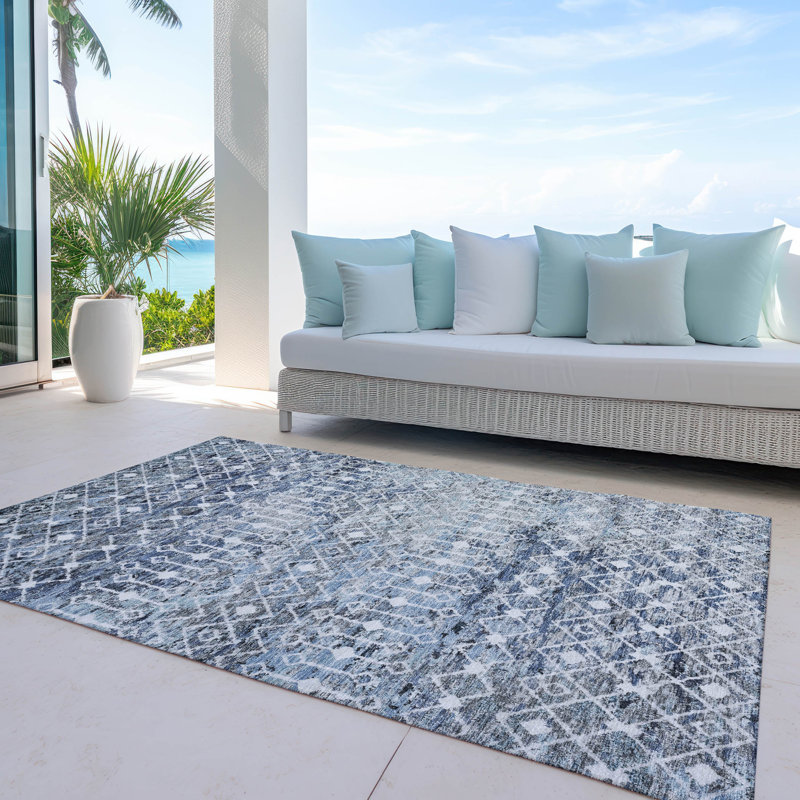 Tapis intérieur / extérieur bleu Calandria, 5' x 7'6"